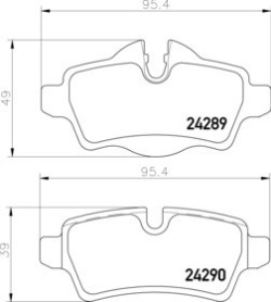 Гальмівні колодки mintex mdb2930 m1144 mini r56 r55 r58 r57 r59 задні фото №1