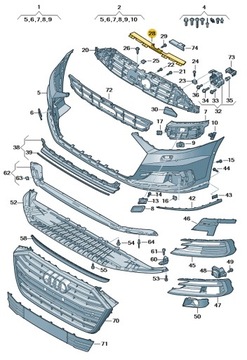 Верхня накладка решітка радіатор решітка перед audi a8 d5 aso оригінал фото №1