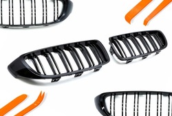 Решітка решітка радіатора решітки радіатора bmw 4 f32 13-20 чорний блиск 2 ребра набір комплект фото №1