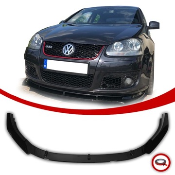 Vw golf 5 gti спліттер накладка передньої бампера чорний блиск фото №1