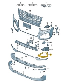 Планка рамка ґрати бампера перед audi q2 ga 16- фото №1