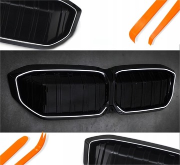 Led решітка решітка радіатора решітки радіатора bmw i3 22-23 чорний блиск 2 ребра iconic голова фото №1