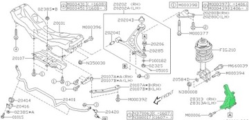 Поворотна опора передня ліва subaru sti оригінал 2008-2021 фото №1