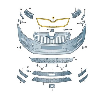 Планка хром решётка решётка skoda octavia 3 rs фото №1