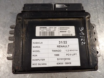 Компьютер renault twingo i 1,2b fl s110130102 фото №1