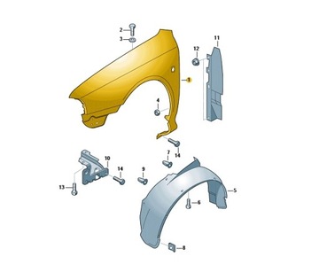 Крыло левый-передний skoda octavia oe: 1u0821105b фото №1