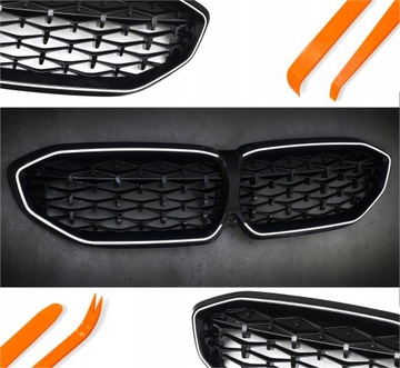 Led решётка решётка радиатора решётки радиатора bmw 3 g20 19-22 чёрный блеск алмаз iconic голова фото №1