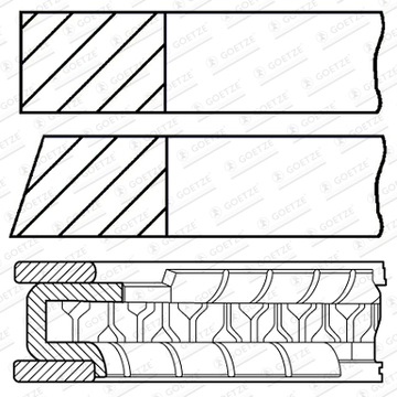 Кольцо. поршневые. nis.1,8-2,0 mr20 std mr18 śr.84 mm 1,2x1,2x2 mr20dd goetze фото №1