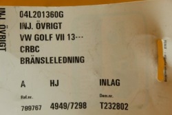 трубки топливные vw GOLF VII 2.0 tdi 04L201360G NR3964