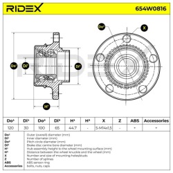 ridex 654W0816 подшипник колеса