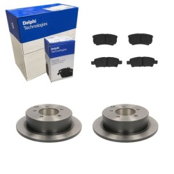 2× Delphi Тормозной диск зад BG4198 + тормозные колодки LP1852