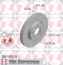 тормозные колодки перед циммерман для FORD Focus II 04-23723.180.1 + 2 Тормозной диск MK2 c-max 278MM