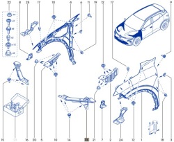 renault MEGANE V E-TECH 2022 кронштейн фары ремня правый 625136073R
