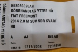 ручка двери внутренняя правая зад FIAT FREEMONT 460620000 1342