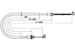 ATE трос тормоза ручного peugeot 206+ 1.1-2.