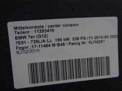 BMW 7 G11 G12 15-22 тунель середина черный кожа европа 105847704C 9352324