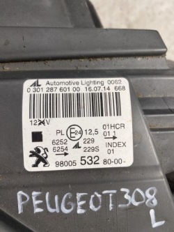 фара левая Сторона peugeot 308 2 T9 (2013 - 2017) 9800553280-00