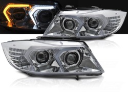 Фары BMW E90 E91 05-08 хром full led 3D