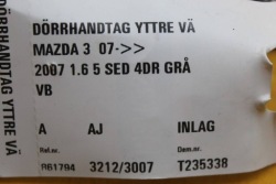 ручка двери наружная левая зад mazda 3 II NR2255