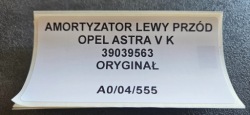 амортизатор левый передний opel ASTRA V k 39039563