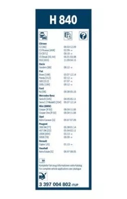 перо дворники Bosch 3 397 004 802 зад 290 мм