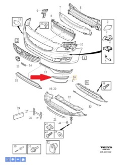 volvo S60 V60 (14-18) воздухозаборник жалюзи правая хром 31323851