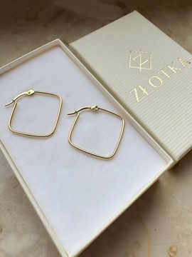 Złote kolczyki 585 KWADRATY - miniatura 2