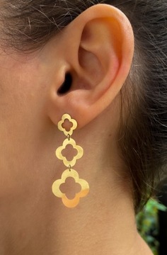 Złote kolczyki 585 WISZĄCE KWIATKI - miniatura 2