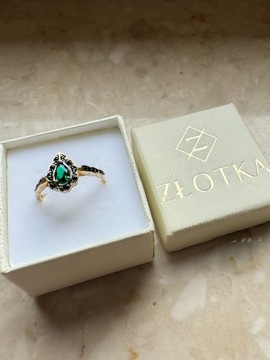 Złoty pierścionek 585 ZIELONY KAMIEŃ - miniatura 3