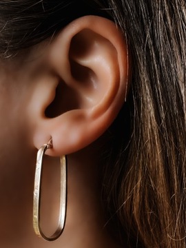 Złote kolczyki 585 OWALNE DUŻE - miniatura 2