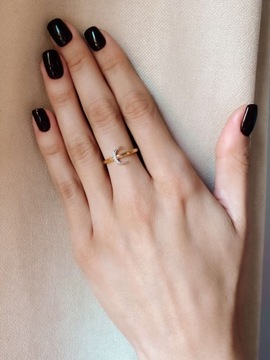 Złoty pierścionek 585 KSIĘŻYC Z CYRKONIAMI - miniatura 2