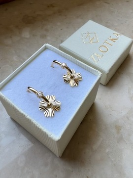 Złote kolczyki 585 OWALNE WISZĄCE - miniatura 3