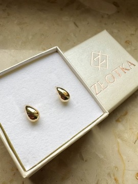 Złote kolczyki 585 KROPLE, KROPELKI - miniatura 3