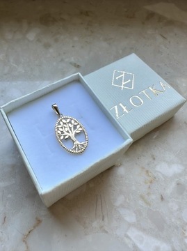 Złota zawieszka próba 585 MEDALION DRZEWO - miniatura 3