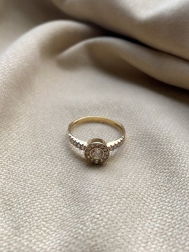 Złoty pierścionek 585 DUŻA CYRKONIA - miniatura 4