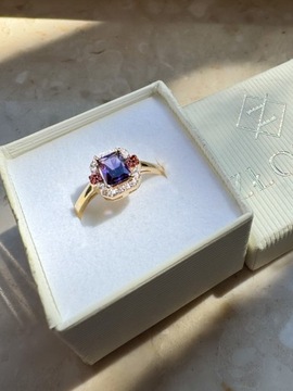 Złoty pierścionek 585 FIOLETOWY KAMIEŃ - miniatura 3