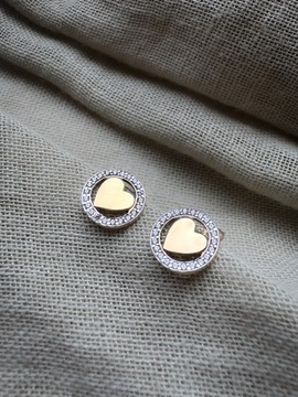 Złote kolczyki 585 SERCA Z CYRKONIAMI - miniatura 2