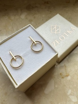 Złote kolczyki 585 KÓŁKA WISZĄCE - miniatura 3