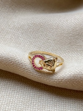 Złoty pierścionek 585 PANTERA CYRKONIE - miniatura 1