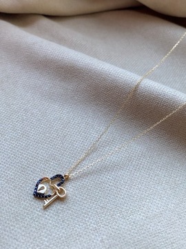 Złoty naszyjnik 585 KŁÓDKA Z ONYKSAMI - miniatura 1