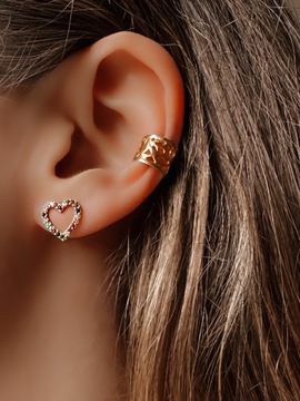 Złote kolczyki 585 KOLOROWE SERDUSZKA - miniatura 2