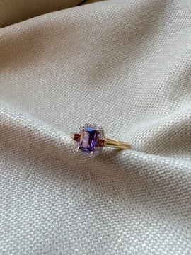 Złoty pierścionek 585 FIOLETOWY KAMIEŃ - miniatura 1