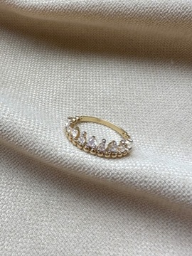 Złoty pierścionek 585 KORONA Z CYRKONIAMI - miniatura 1