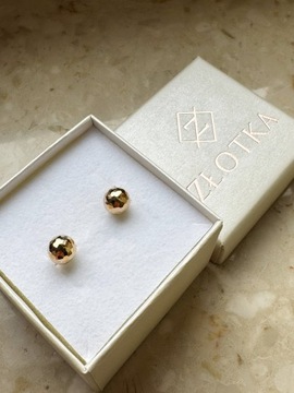 Złote kolczyki 585 KULKI DIAMENTOWANE - miniatura 3