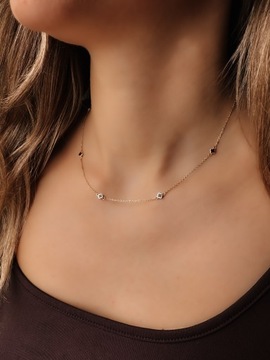 Złoty naszyjnik 585 KONICZYNKI CZARNE - miniatura 2