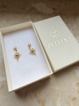 Złote kolczyki 585 WISZĄCE GWIAZDY - miniatura 3
