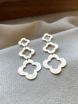 Złote kolczyki 585 WISZĄCE KWIATKI - miniatura 1