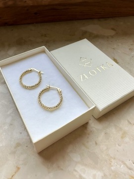 Złote kolczyki 585 KOŁA Z KULKAMI - miniatura 3