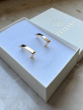 Złote kolczyki 585 ASYMETRYCZNE ŁUKI - miniatura 3