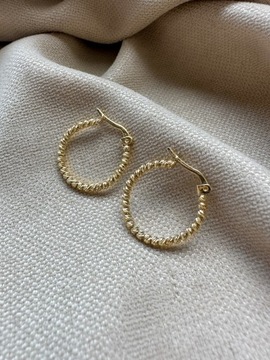 Złote kolczyki 585 KOŁA Z KULKAMI - miniatura 1